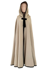 Well Documented Fall 1976 Yves Saint Laurent Hooded Cape w Braided Edges & Tassel Details