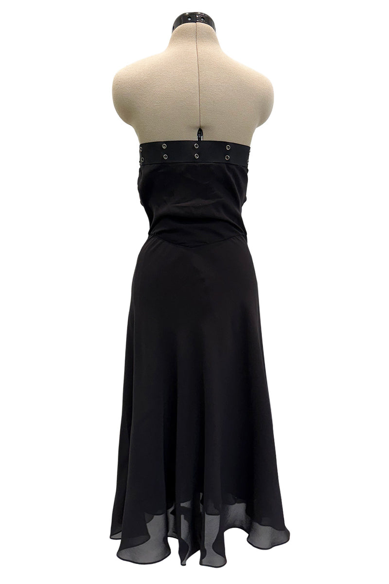 Sexy Fall 2002 Christian Dior by John Galliano Look 23 in Black Strapless Silk w Buckle Details