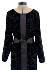 Exquisite Fall 2019 Giorgio Armani Runway Look 80 Velvet &Silk Ribbon Jumpsuit w Black Jet Beads