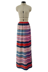 Exceptional Spring 2000 Giorgio Armani Runway Hand Beaded Silk Skirt & Silk Chiffon Top Set