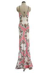 Prettiest Spring 2021 Rodarte Runway Look 20 Bias Cut Silk Pink Print Flower & Hearts Dress w Removable Flower