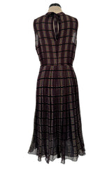 Prettiest Spring 2004 Prada Runway Look 31 Feather Light Grey & Green Silk Chiffon Plaid Dress