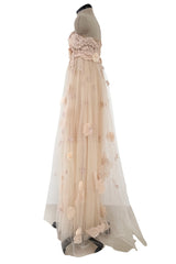 Magical 2012 Dolce & Gabbana Pinky Nude Tulle & Lace Flower Applique Strapless Dress