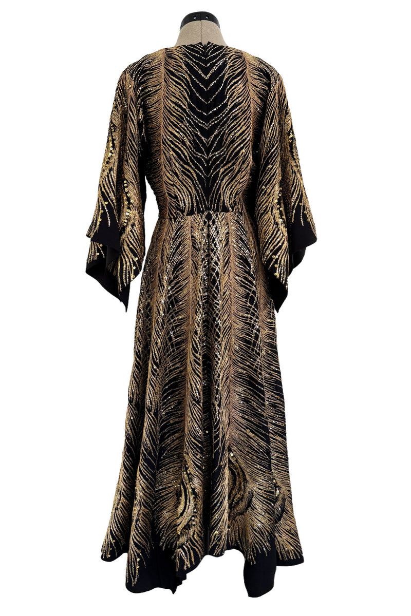 Pre-Fall 2016 Saint Laurent by Hedi Slimane Runway Look 37 Gold Metallic Thread & Sequin Feather Dress