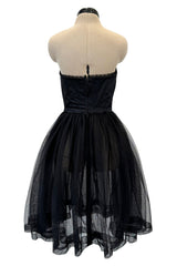 c.Fall 1991 Chanel by Karl Lagerfeld Strapless Mini Dress w Full Net Skirt