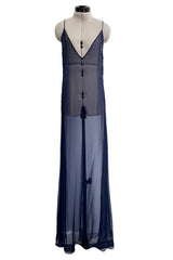Fall 2014 Valentino by Pierpaolo & Piccioli & Maria Grazia Chiuri Deep Blue Silk Chiffon Caftan Dress