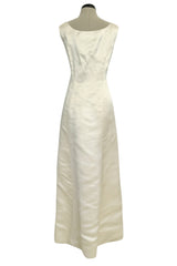 Incredible 1960s Philippe Venet Hand Made Haute Couture Ivory Silk Wrape Over Inner Structural Dress