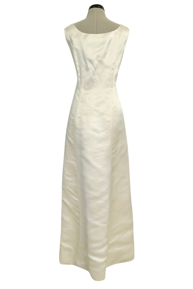 Incredible 1960s Philippe Venet Hand Made Haute Couture Ivory Silk Wrape Over Inner Structural Dress