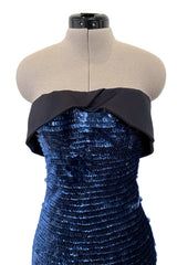 Outstanding Spring 2011 Giorgio Armani Runway Look 60 & Ad Campaign Strapless Blue Sequin Dress