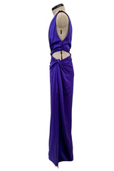 Outstanding 1990s Guy Laroche Haute Couture Open Waist Purple One Shoulder Silk Dress