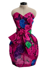 Exuberant Spring 1988 Christian Lacroix Luxe Demi-Couture Runway & Documented Strapless Floral Mini Dress