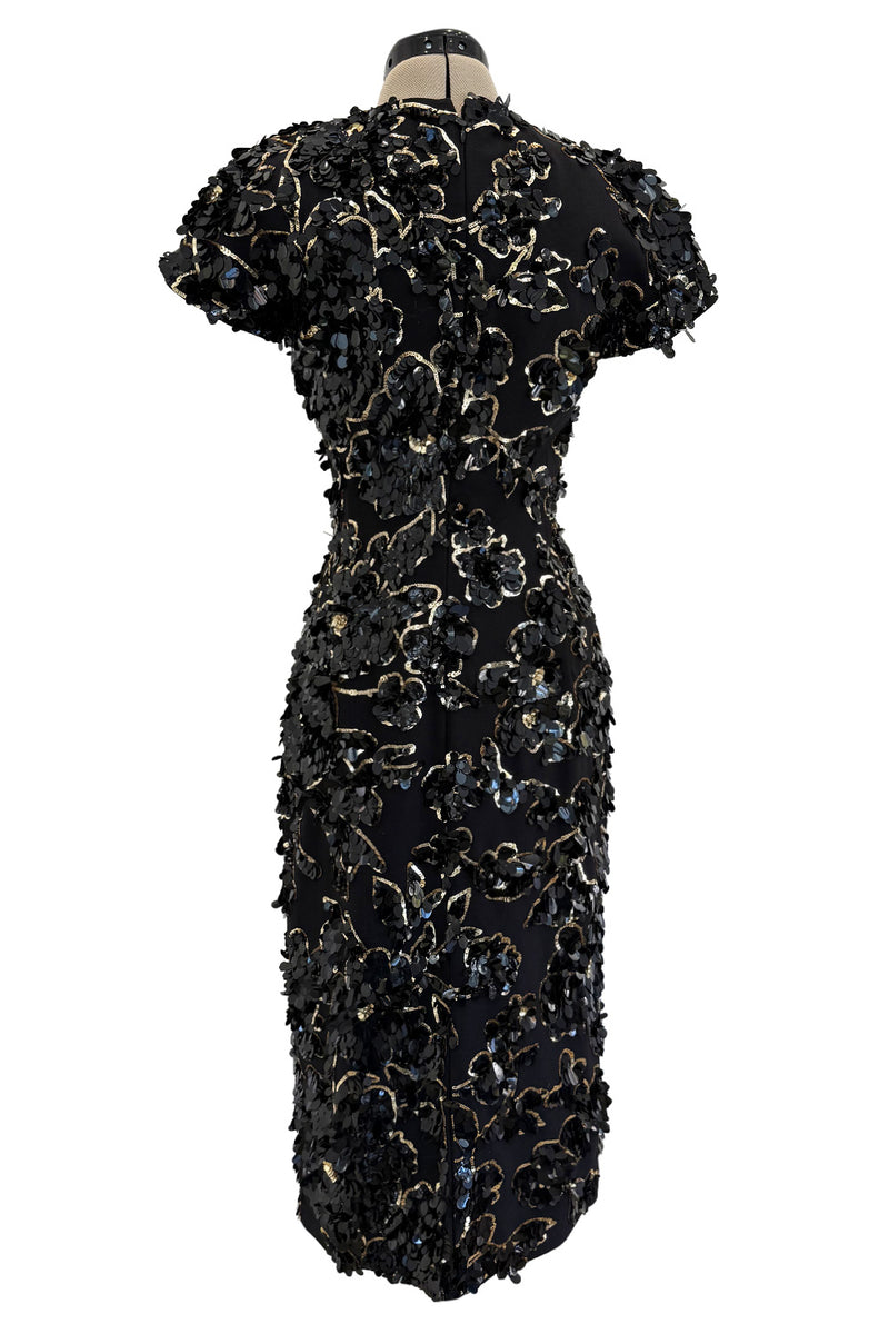 Chic Resort 2018 Michael Kors Runway Look 44 Black Dress w Elaborate Gold & Black Sequin Detailing
