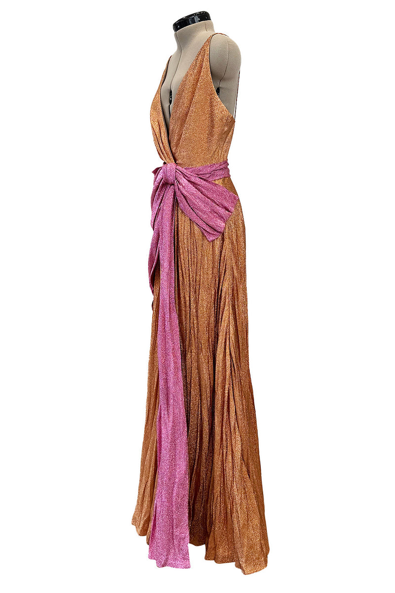 gucci gold lame dress Blush Belted lam kimono-style gown | Gucci