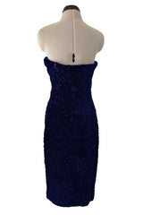 Fall 1986 Yves Saint Laurent Runway & Ad Campaign Hand Gathered Strapless Velvet Dress