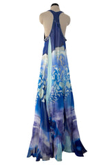 Spring 2010 Emilio Pucci by Peter Dundas Runway Look 24 Blue Printed Silk Chiffon & Sequin Dress