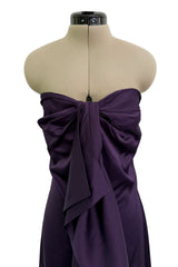 2010s Valentino Roma Strapless Purple Jersey Dress w Built in Corset & Extended Front Ruffles