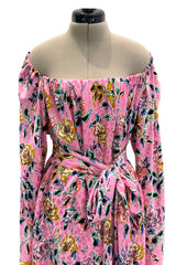 c.Spring 1986 Yves Saint Laurent Haute Couture Floral Silk with Belt