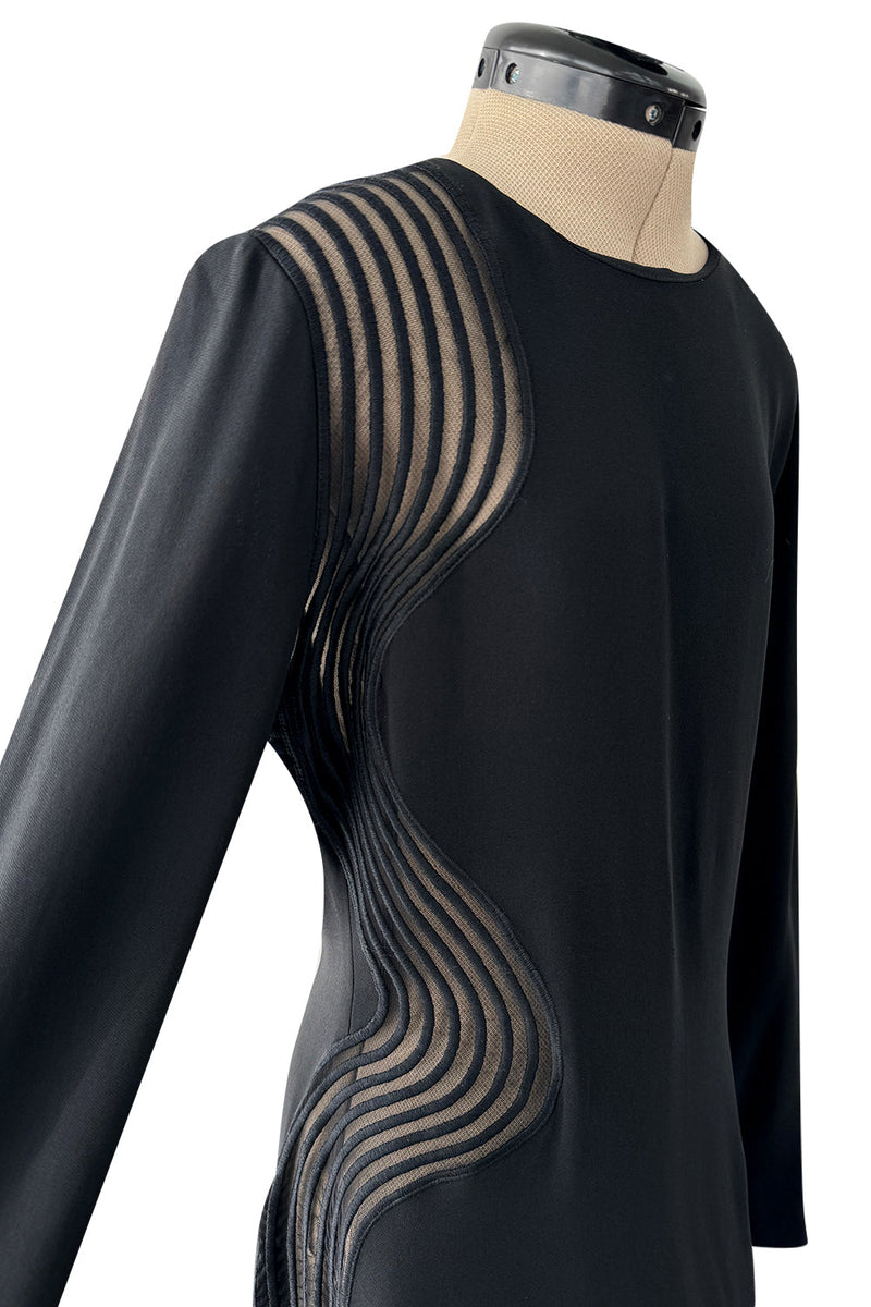 Fantastic Fall 2014 Stella McCartney Black Stretch Dress w Transparent Wave Net Panels