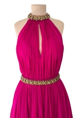 Gorgeous Pre-Fall 2011 Alexander McQueen by Sarah Burton Pink Silk Chiffon Dress w Jeweled Belt