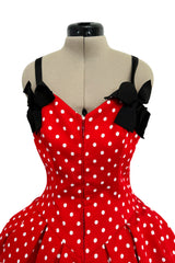 Spring 1988 Christian Lacroix Demi-Couture Runway Red Polkadot Dress w Detachable Sleeves