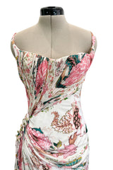 Phenomenal Spring 2006 Roberto Cavalli Pink Floral Print on Ivory Jersey Dress (Copy)