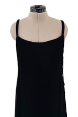 Suberb Fall 1970 Christian Dior Haute Couture by Marc Bohan Minimalist Black Velvet Column Dressress