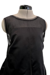 c. 2006 Prada by Miuccia Prada Black Silk & Silk Chiffon  Low Scooped Back Sleeveless Puff Dress