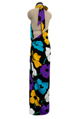 Spring 1984 James Galanos Runway Documented Floral Dress w Low Back