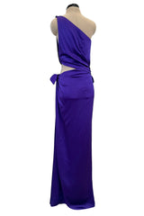 Outstanding 1990s Guy Laroche Haute Couture Open Waist Purple One Shoulder Silk Dress
