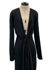 Spring 2018 Givenchy by Clare Wright Keller Long Tie Black Front Plunge Jersey Dress