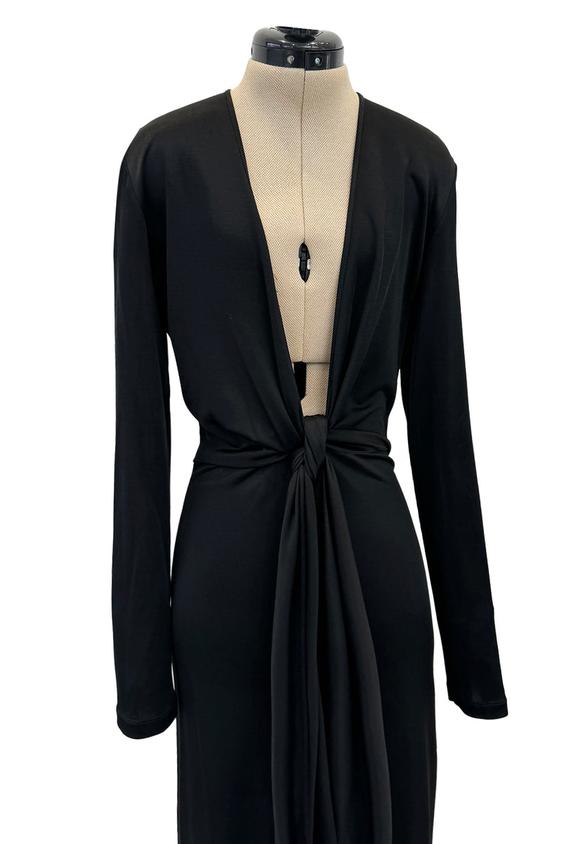 Spring 2018 Givenchy by Clare Wright Keller Long Tie Black Front Plunge Jersey Dress