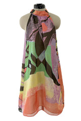 Exceptional Spring 2000 Giorgio Armani Runway Hand Beaded Silk Skirt & Silk Chiffon Top Set