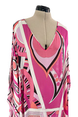 Gorgeous 2010s Emilio Pucci Feather Light Pink Silk Chiffon Scarf Weight Printed Caftan Dress
