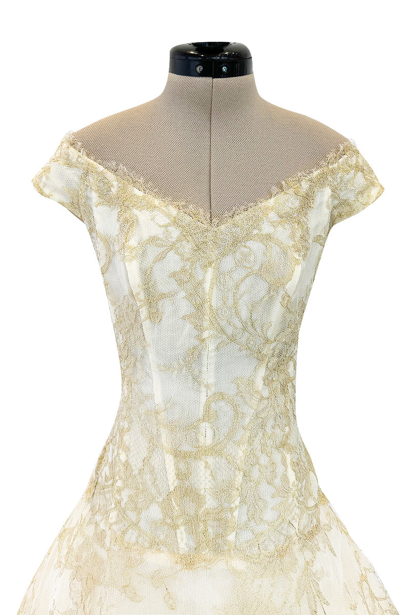 Dreamist Spring 2012 Alexander McQueen by Sarah Burton Soft Gold Lace on Ivory Net Wedding Dress