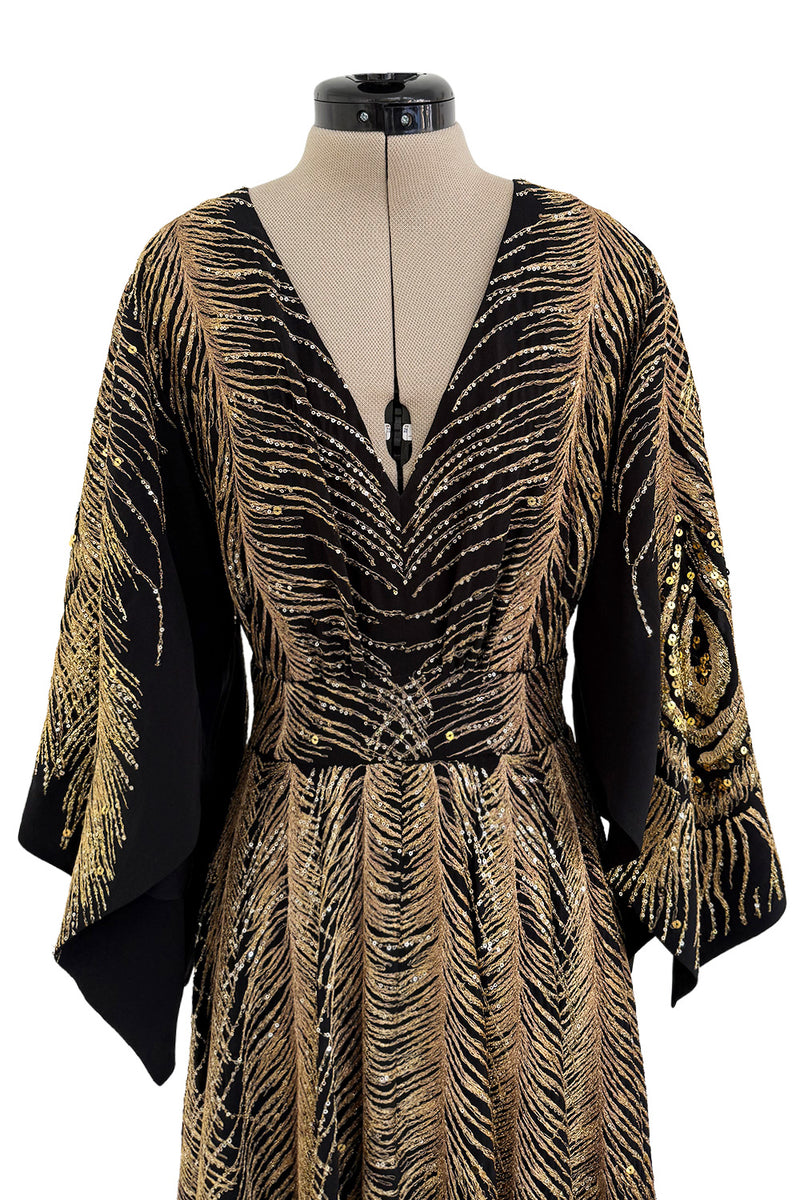 Pre-Fall 2016 Saint Laurent by Hedi Slimane Runway Look 37 Gold Metallic Thread & Sequin Feather Dress