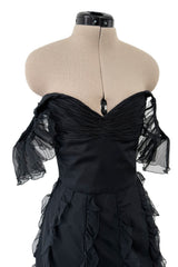 Spring 2004 Valentino by the Original Mr. Valentino Black Pleated Bodice & Ruffle Skirt Dress