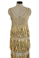 Dreamiest Cruise 2011 Chanel by Karl Lagerfeld Gold Ribbon & Metallic Gold Cord Knit Dress