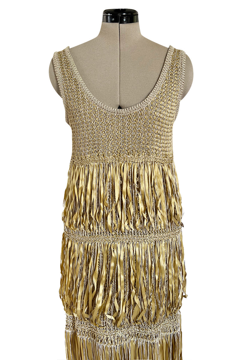Dreamiest Cruise 2011 Chanel by Karl Lagerfeld Gold Ribbon & Metallic Gold Cord Knit Dress