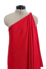 Dreamy 1978 Halston IV Red East-to-Wear Jersey One Shoulder Draped Dress w Side Slit