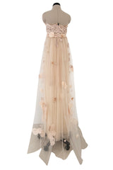 Magical 2012 Dolce & Gabbana Pinky Nude Tulle & Lace Flower Applique Strapless Dress