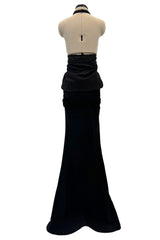 Outstanding Spring 2003 Christian Dior by John Galliano Bias Cut Black Silk Chiffon Dress w Lace Details & Sequin Halter