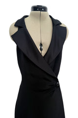 Iconic Spring 1998 Yves Saint Laurent Runway Wrap Tuxedo Dress w High Wrap Over Slit