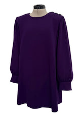 Documented Fall 1985 Yves Saint Laurent Haute Couture Runway Look 43 Purple Over-sized Cut Tunic