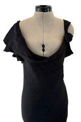 Phenomenal Spring 2007 Alexander McQueen Black Silk Bias Cut Dress w Sweeping Skirts