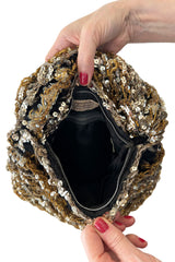 Hand Made to Order 1930s John-Fredericks Metallic Gold & Silver Woven Evening Bag w Sequin Detailing