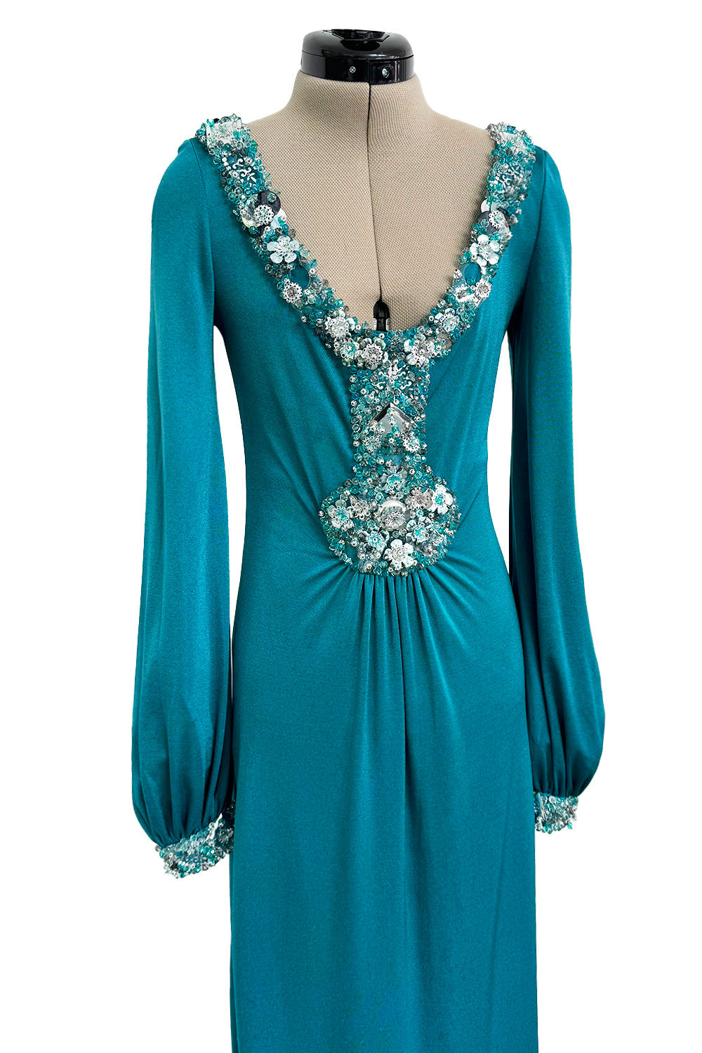 Stunning Spring 1971 Loris Azzaro Deep Turquoise Silk Jersey Dress w D –  Shrimpton Couture