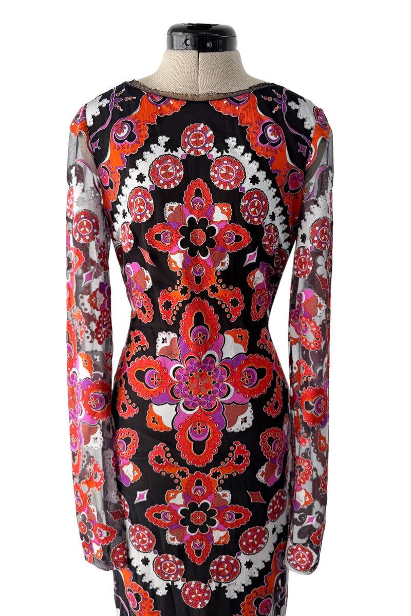 Fantastic Spring 2012 Emilio Pucci by Peter Dundas Runway Look 10 Coral Print Open Back Dress