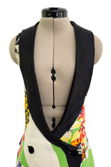 Very Rare Spring 1993 Versace by Gianna Versace Runway & Lookbook 'Miami Collection' Floral Print Silk Vest