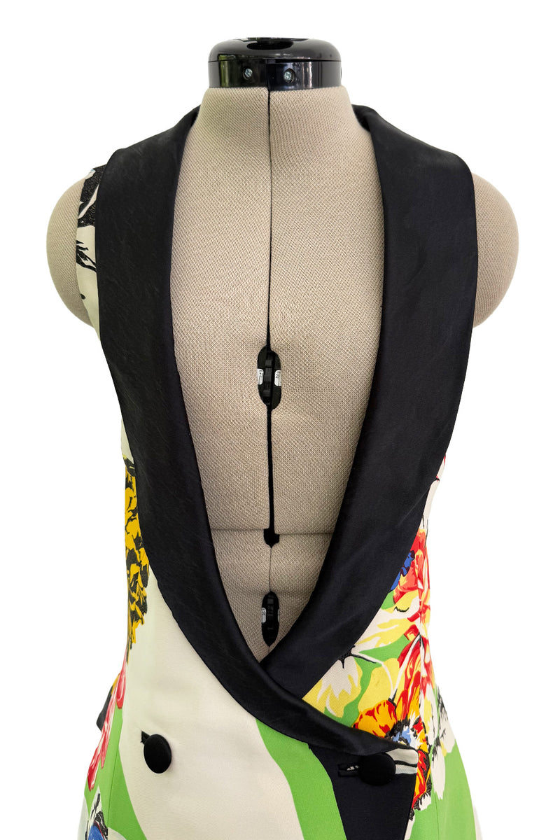 Very Rare Spring 1993 Versace by Gianna Versace Runway & Lookbook 'Miami Collection' Floral Print Silk Vest