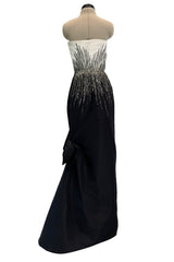 Exceptional Spring 1997 Nina Ricci by Gerard Pipart Haute Couture Runway Black & White Strapless w Beaded Details